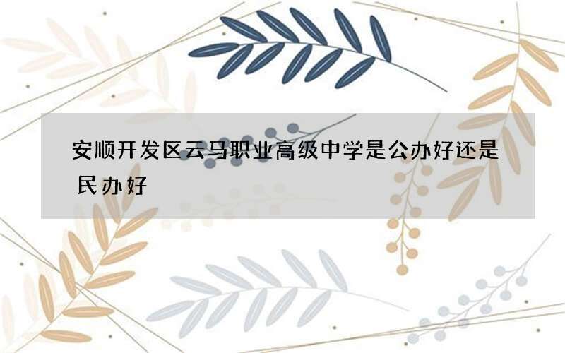 安顺开发区云马职业高级中学是公办好还是民办好