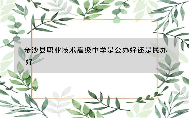 金沙县职业技术高级中学是公办好还是民办好